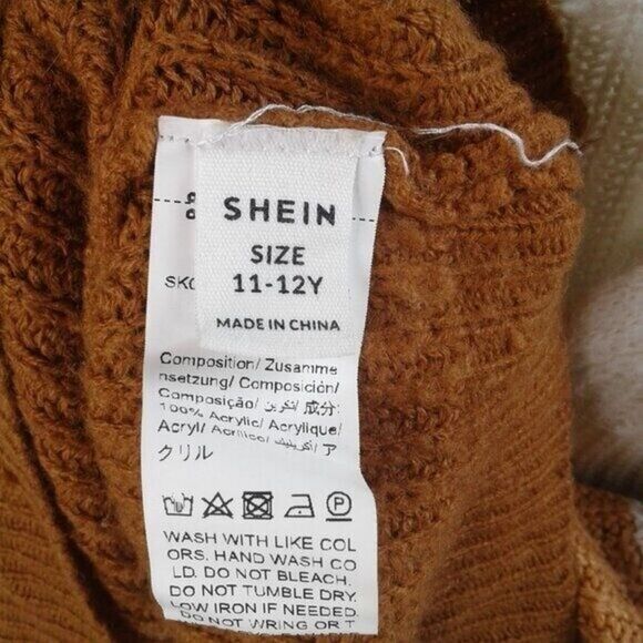 Tween Girls Colorblock Drop Shoulder Cable V-Neck Knit Sweater Size 11-12Y Earth - Picture 8 of 8